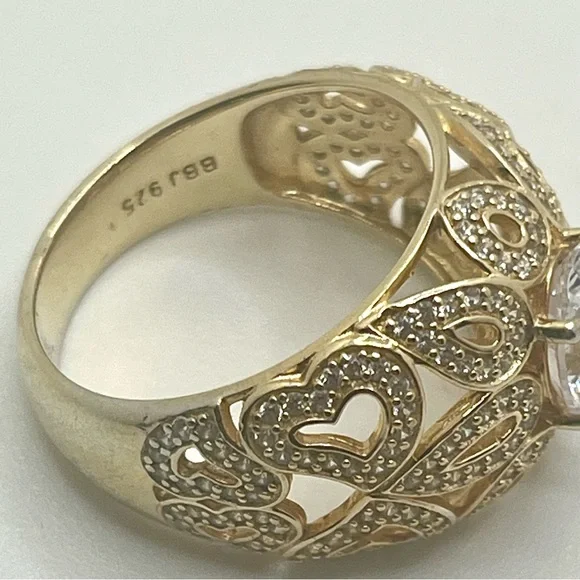 Bella Luce Gold Over Sterling Silver CZ Statement Ring - Size 8 - Picture 9 of 9